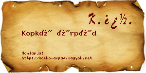 Kopkó Árpád névjegykártya