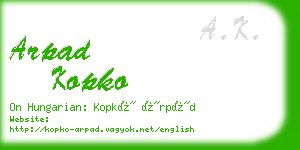 arpad kopko business card